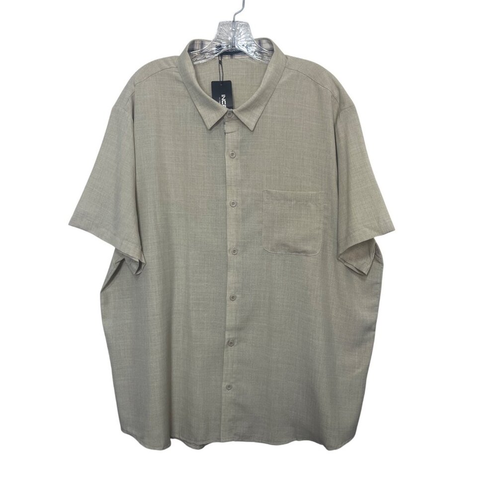 Incerun Button Front Shirt Mens 2XL Beige New Short Sleeve